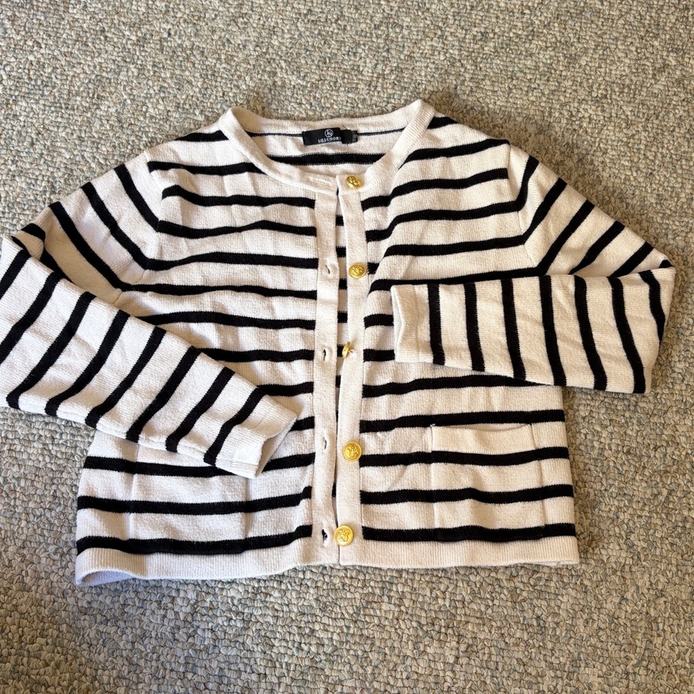 Striped Cardigan with Gold Buttons